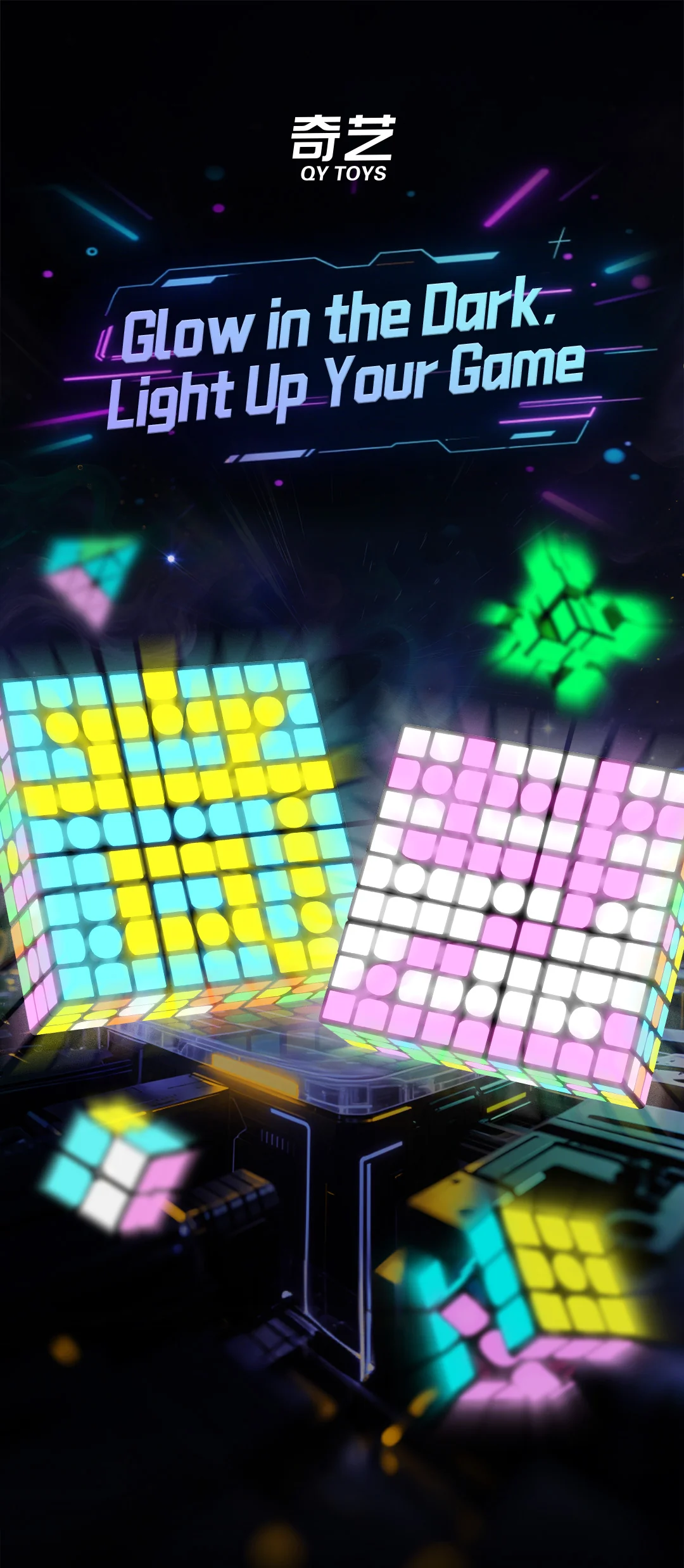 QiYi 3x3 Mirror (Glow in the Dark Stickers) - Image 3